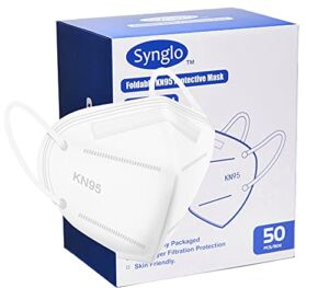SYNGLO KN95 Face Masks, 50 Pack, Individually Packaged, 5 Layer Breathable Safety Mask, Filter Efficiency≥95%, For Travel, Work, Restaurants, Outdoors