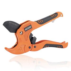 BAiSHITE PVC Pipe Cutter, High Performance Teflon blade Made Ratchet-type Pipe Cutter, One-hand Fast Pipe Cutting Tool for PVC PPR PE PEX Pipe and Other Plastic Pipe up to 1.65 Inch
