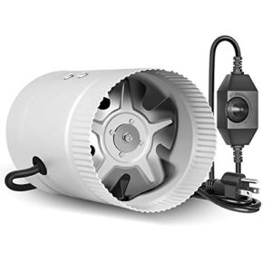 iPower 4 Inch 90 CFM Inline Fan Duct Exhaust Booster with Speed Controller for HVAC in Grow Tent, Basements, Bathrooms and Kitchens