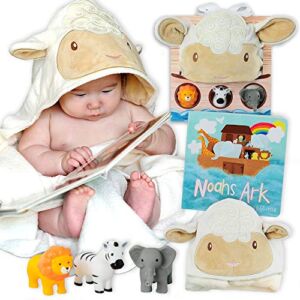 Tickle & Main Noahs Ark Toy, 5-Piece Set Includes Book, Hooded Towel, & 3 Toys; Baptism Gifts for Girls and Boys; Christening Gifts, Confirmation Gifts, and Birthday Gifts for Infants, Toddlers & Kids