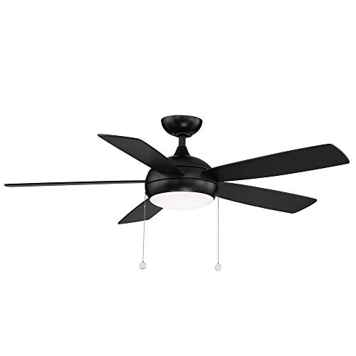 WAC Disc II 5-Blade Energy Star Pull Chain Memory Ceiling Fan 52in Matte Black with 3000K Dimmable LED Light Kit | The Storepaperoomates Retail Market - Fast Affordable Shopping
