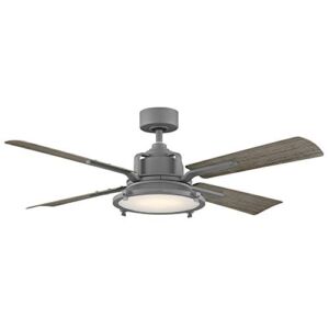 Nautilus Smart Indoor and Outdoor 4-Blade Ceiling Fan 56in Graphite Weathered Wood with 3000K LED Light Kit and Remote Control works with Alexa, Google Assistant, Samsung Things, and iOS or Android App