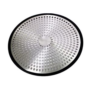 PlumBoss E1030 Shower Hair Catcher Strainer Stall Drain Protector Stainless Steel & Silicone Bathtub Cover, Brushed Nickle