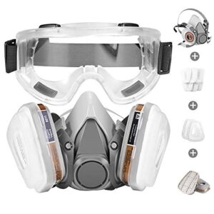Respirator Mask,Half Facepiece Gas Mask with Safety Glasses Reusable Professional Breathing Protection Against Dust,Chemicals,Pesticide and Organic Vapors, Perfect for Painters and DIY Project