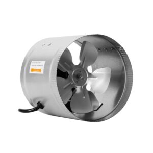 iPower 8 Inch 420 CFM Inline Duct Vent Blower Booster Fan for HVAC Exhaust and Intake 5.5′ Grounded Power Cord, Low Noise, silver, 8 inch