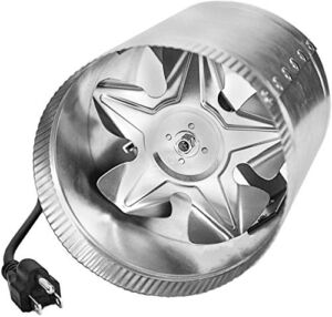 iPower 4 Inch 100 CFM Booster Fan Inline Duct Vent Blower for HVAC Exhaust and Intake 5.5′ Grounded Power Cord, Low Noise, 4″, Silver