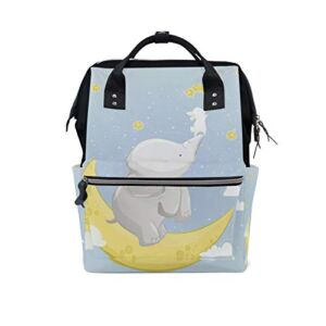 MERRYSUGAR Diaper Bag Baby Bag Backpack Cute Elephant Rabbit Moon School Backpack Mommy Bag Large Multifunction Travel Bag
