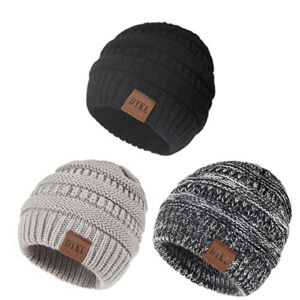 DYKL Packs Kids Winter Warm Knit Baby Hats for Boys Girls Soft Baby Toddler Beanies for Boys