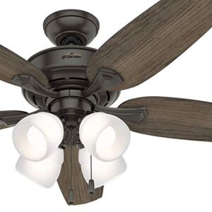 Hunter Fan 52 inch Casual Noble Bronze Indoor Ceiling Fan with Light Kit (Renewed)