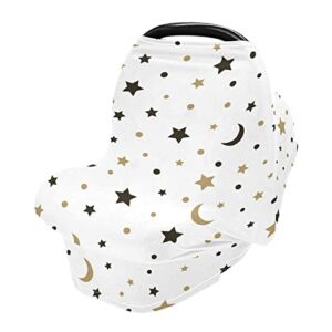 Nursing Cover Breastfeeding Scarf Stars Moon Polka Dot – Baby Car Seat Covers, Infant Stroller Cover, Carseat Canopy(801c)