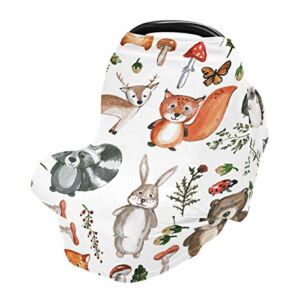 Nursing Cover Breastfeeding Scarf Woodland Animals- Baby Car Seat Covers, Stroller Cover, Carseat Canopy (801a)