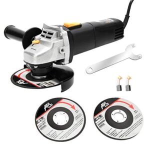 APLMAN Angle Grinder Tool ,5-Amp Motor Driver, 4-1/2 inch With 1 Grinding Wheels, 2 Cut-Off Wheels,2 Carbon Brush and 1 Wrench.10500RPM For Fast Stock Removal,Anti-Vibration Handle