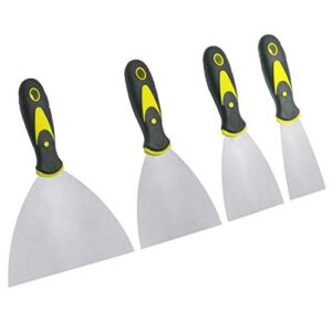 Listenman Putty Knife Set, 4 PCS (2,3,4,6 inch) Spackle Putty Knives, Metal Scrapers, Putty Scrapers for Drywall, Putty, Decals, Wallpaper, Baking, Patching and Painting