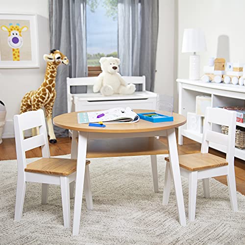 Melissa & Doug Wooden Round Table and 2 Chairs Set – Kids Furniture for Playroom, Light Woodgrain and White 2-Tone Finish | The Storepaperoomates Retail Market - Fast Affordable Shopping