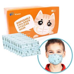 Face Mask for Kids, Pack of 50 Masks for Children, Boys, Girls, Child Youth Size, Single Use, Cute Fun Cartoon Print (Random Color)