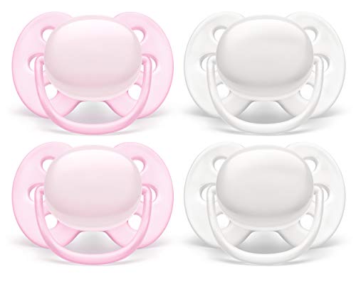 Philips AVENT Ultra Soft Pacifier, 0-6 Months, Arctic White/Pink, 4 Pack, SCF214/41 | The Storepaperoomates Retail Market - Fast Affordable Shopping