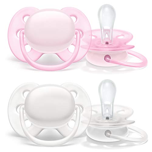 Philips AVENT Ultra Soft Pacifier, 0-6 Months, Arctic White/Pink, 4 Pack, SCF214/41 | The Storepaperoomates Retail Market - Fast Affordable Shopping
