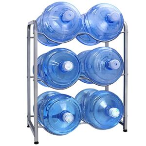 5 gallon water bottle holder, water jug holder rack 3-Tier, Water Cooler Jug Rack for 6 Bottles, 5 gallon water bottle storage Rack Heavy Duty, With Floor Protection for Home, Office