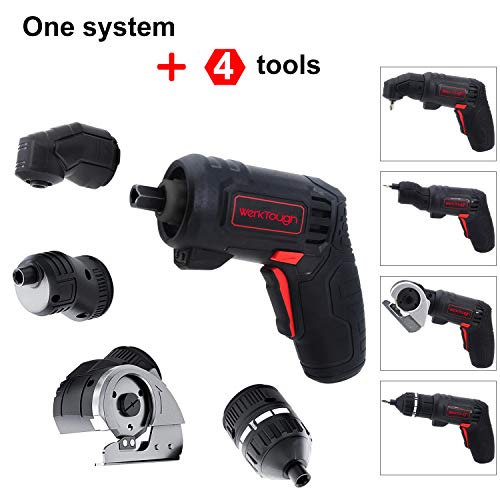 Werktough Multi Tools Cordless Screwdriver 4V Drill Driver Torque Screwdriver 10Nm 4 Changeable Heads for Cutting 90°Conversion Eccentric and Torque Adjustable 1H Quick Charger USB in Blow Mould Case | The Storepaperoomates Retail Market - Fast Affordable Shopping