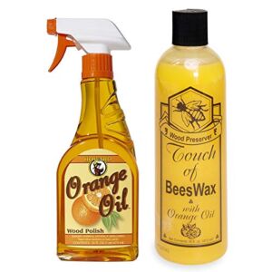 Howard Orange Oil Wood Cleaner Plus Touch of Beeswax Wood Preserver and Conditioner | Beeswax Furniture Polish and Conditioner with Orange Oil | Feed Into Hardwood, Restore and Protect Cabinets
