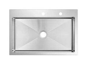 Soleil SSTM33R-V 33-in x 22-in 18-Gauge Stainless Steel Single Bowl Drop-In Kitchen Sink
