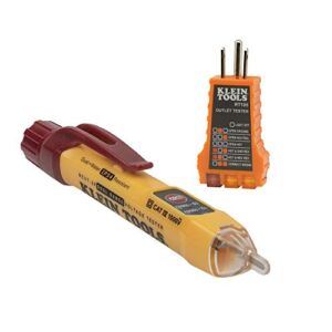 Klein Tools NCVT2PKIT Non-Contact Voltage Tester with Outlet Tester, 12-48V AC or 48 – 1000V AC Dual Range for Broad Application
