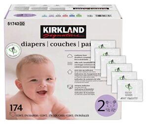 Kirkland Signature Diapers Size 2 (12lbs – 18 lbs) 174 Count W/ Exclusive Health and Outdoors Wipes