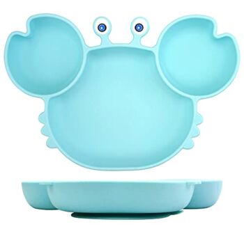 Baby Plate Silicone Suction Toddler Plates, Divided Dishes for Toddler Kids, Self Feeding, BPA Free, Microwave & Dishwasher Safe (Sky Blue) | The Storepaperoomates Retail Market - Fast Affordable Shopping