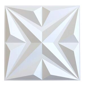 MIX3D 3D Wall Panels, Star Textured White PVC Wall Panels for Interior Wall Decor, Pack of 12 Tiles 32 Sq Ft