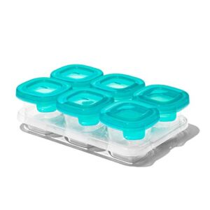 OXO Tot Silicone Baby Food Storage Containers, Teal, Set of Six 2oz Containers