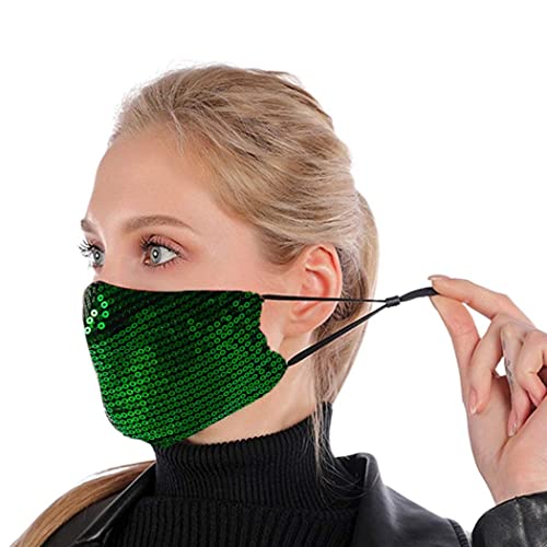 Zehope Green Face Mask Reusable Glitter Mask Sequin Face Masks Party Nightclub Face Cover Adjustable for Women and Girls | The Storepaperoomates Retail Market - Fast Affordable Shopping