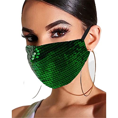 Zehope Green Face Mask Reusable Glitter Mask Sequin Face Masks Party Nightclub Face Cover Adjustable for Women and Girls | The Storepaperoomates Retail Market - Fast Affordable Shopping