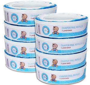 Diaper Pail Refill Bags for Diaper Trash Can, Enhanced Odor Control Diaper Refills 8 Pack