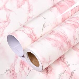 Glossy White Marble Contact Paper for Countertop Granite Wallpaper 15.8″ × 118″ Marble Peel and Stick Wallpaper Self-Adhesive Removable Wallpaper of Kitchen Waterproof Easy to Clean Vinyl Film Roll