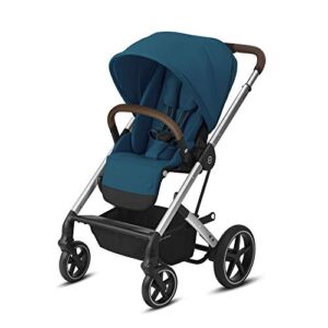 CYBEX Balios S Lux Stroller, Front-Facing or Parent-Facing Seat Positions, One-Hand Fold, Multi-Position Recline, Adjustable Leatherette Handlebar, Infant Stroller for 6 Months+, River Blue