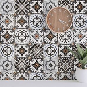 Orainege Bohemian Peel and Stick Wallpaper Backsplash 17.7inx78.7in Kitchen Wallpaper Peel and Stick Vinyl Self Adhesive Wallpaper Gray Boho Tile Pattern Contact Paper Decorative Removable Wall Paper