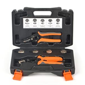 IWISS Quick Change Ratcheting Crimper Tool Kit, Automotive Service Kit, for Crimping IWS4 Connector, Insulated & Non-insulated Terminal, Open Barrel Terminals, Dupont Connector, End Sleeve Ferrules