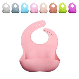 GODR7OY Silicone Baby Bib, BPA Free Waterproof Bibs, Adjustable Silicone Bibs for Babies (Sakura)