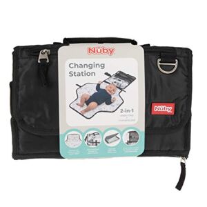 Nuby Portable Baby Changing Pad Station by Dr. Talbot’s, Quick Wipe Clean Changing Mat with Built-in Pillow, Classic Black