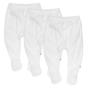HonestBaby unisex baby 3-pack Organic Cotton Footed Harem Pants, Bright White, Newborn US