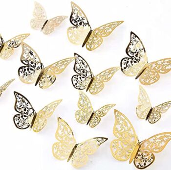 AIEX 24pcs 3D Butterfly Wall Stickers 3 Sizes Butterfly Wall Decals Room (Golden) | The Storepaperoomates Retail Market - Fast Affordable Shopping