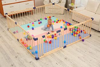 Largest Baby Gate Playpen ,Wooden Kids Play Fence with Door , Play Area Indoor Kids ,Safety Activity Center Playard w/Locking Gate Outdoor ,Without Mat | The Storepaperoomates Retail Market - Fast Affordable Shopping