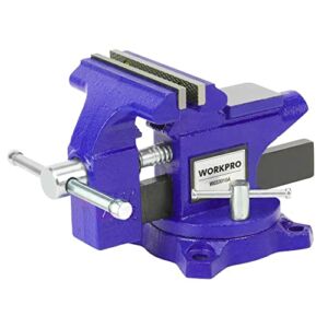 WORKPRO Bench Vise, 4-1/2″ Vice for Workbench, Utility Combination Pipe Home Vise, Swivel Base Bench for Woodworking