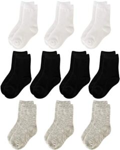 Jamegio 10 Pairs Boys Athletic Socks Toddler Boys Girls Breathable Soft Cotton Socks(2-4T)