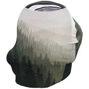 Car Seat Canopy Nursy Cover Forest, Multi Use Breastfeeding Scarf for Infant Carseat Canopy Stroller Shopping Cart Highchair Northern World with Coniferous Trees Scandinavian Woodland