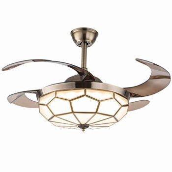 42 Inch Copper Golden Ceiling Fans with LED Light, Modern Invisible 42″ LED Fan Chandelier with Remote Control Tricolor Dimming 4 Retractable Blades USA STOCK (Style 401) | The Storepaperoomates Retail Market - Fast Affordable Shopping