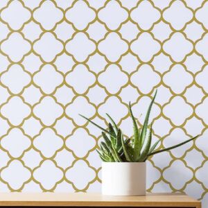 Feisoon 17.7″ｘ118″ White and Gold Trellis Wallpaper Peel and Stick Trellis Contact Paper Removable Wallpaper Self Adhesive Wallpaper Modern Trellis Wallpaper for Wall Furniture Decor Vinyl Roll