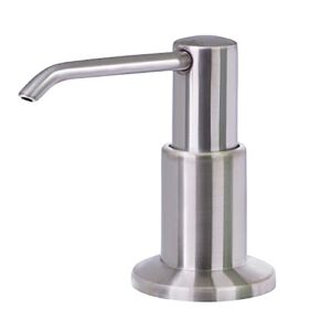 PlumBoss E1000 Built in Soap Dispenser for Kitchen Sink Multipurpose Stainless Steel Pump with 500mL Bottle for Dish Lotion, and Hand Sanitizer-Refill from The Top, Brushed Nickel