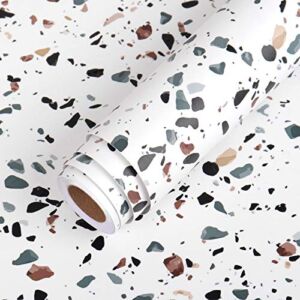 LaCheery Terrazzo Contact Paper for Countertops Waterproof Self Adhesive Granite Countertop Contact Paper Decorative Wall Paper Roll Peel and Stick Wallpaper for Kitchen Shelf Drawer Liners 15.8″x80″