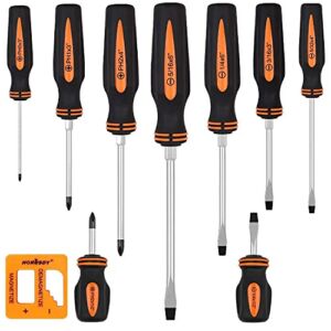 HORUSDY 10-Pieces Magnetic Screwdriver Set, 4 Phillips and 5 Flat Head Tips Screwdriver for Fastening and Loosening Seized Screws